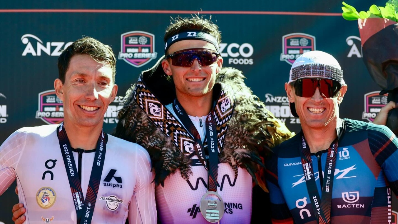 Foley Le Corre Hanson IRONMAN New Zealand podium 2026 men