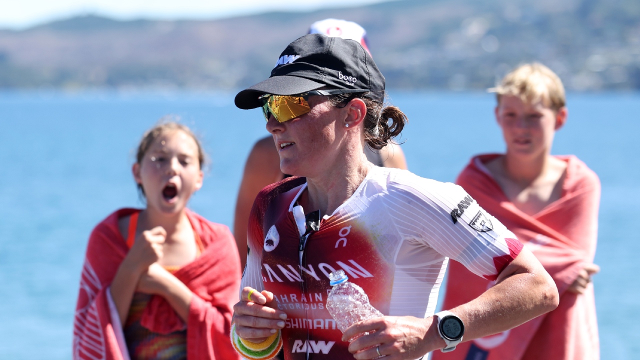 Kat Matthews fans cheering IRONMAN New Zealand run 2026