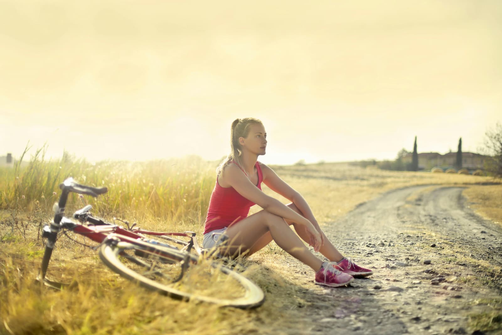 triathlete running after cycling during brick workout training
