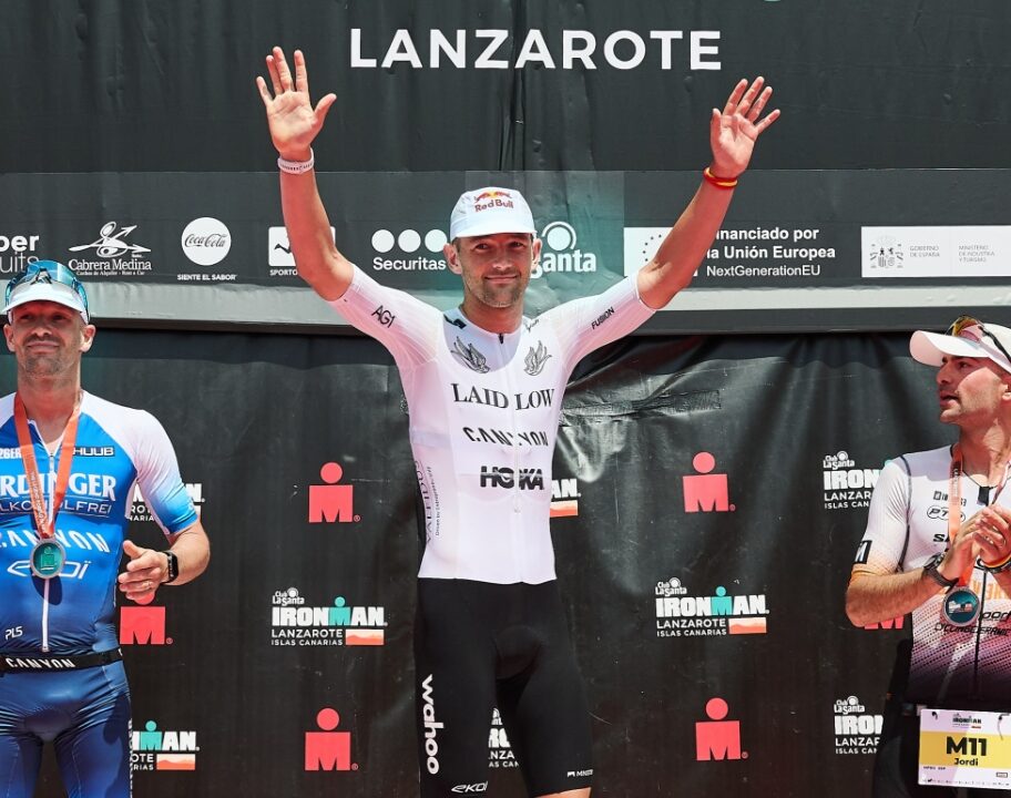 Laidlow Lange IRONMAN Lanzarote podium 2026