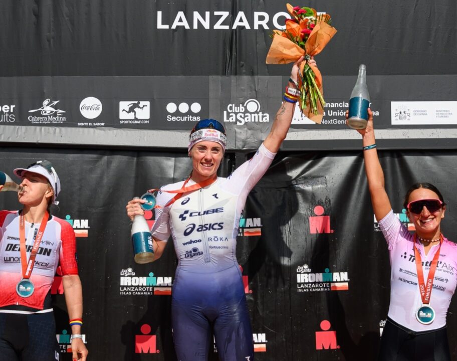 Lucy Charles Barclay IRONMAN Lanzarote podium 2026