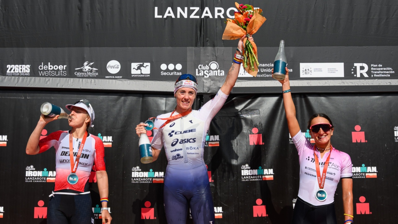 Lucy Charles Barclay IRONMAN Lanzarote podium 2026