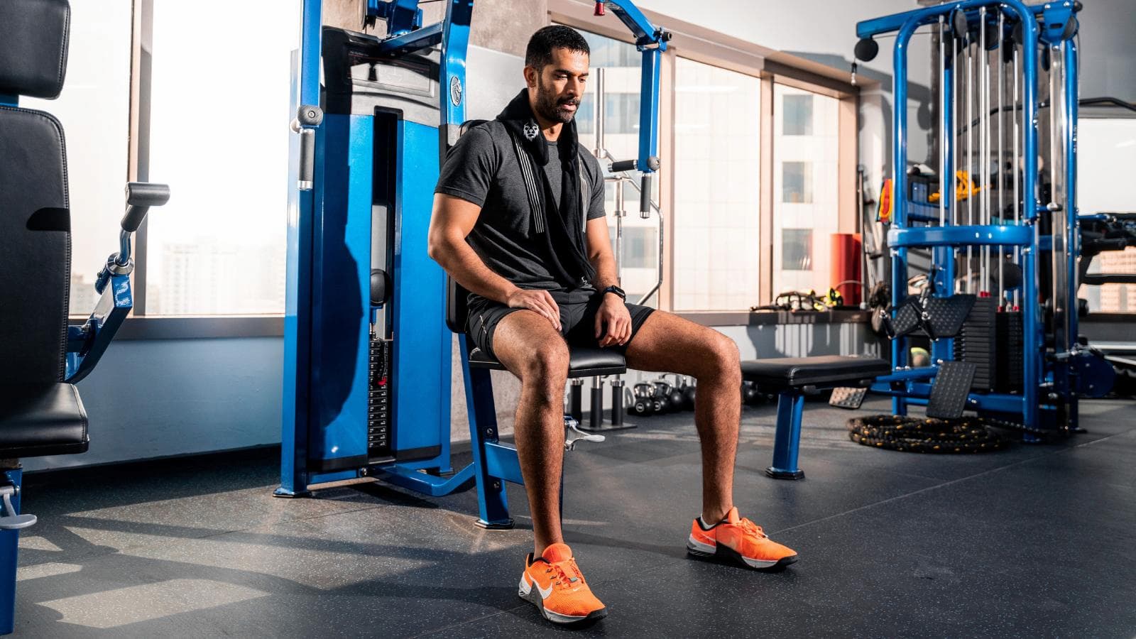 triathlete training while traveling with portable gear and flexible workout schedule