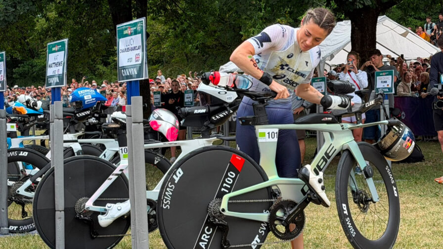 Lucy Charles-Barclay reaches T1 first at Challenge Roth 2026.