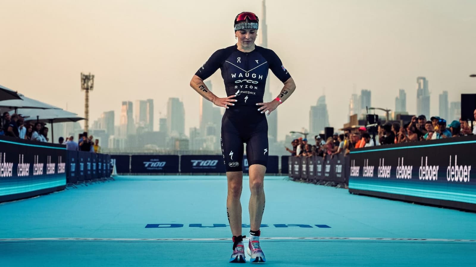 Fatigued triathlete resting after an overly intense run training session