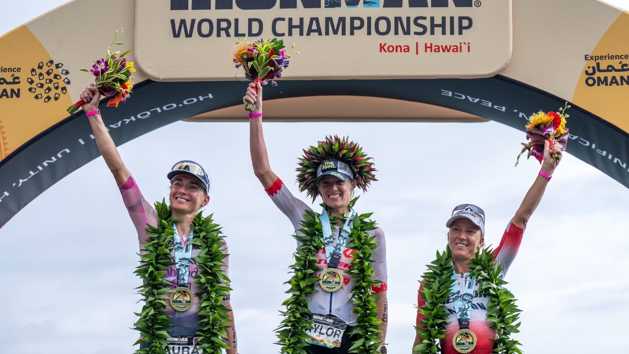 women podium Kona 2026 Knibb Philipp Derron